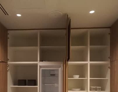 Kitchen cabinet LED strip lighting and extractor hood in Kuala Lumpur